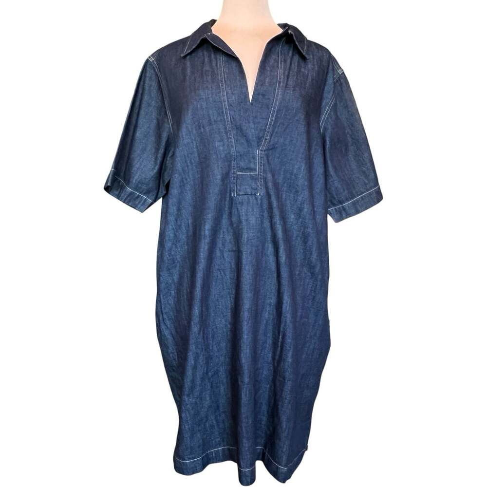 NWT Lauren Ralph Lauren Plus Size 3X Denim Shift Dress Jones St Wash Dark Blue